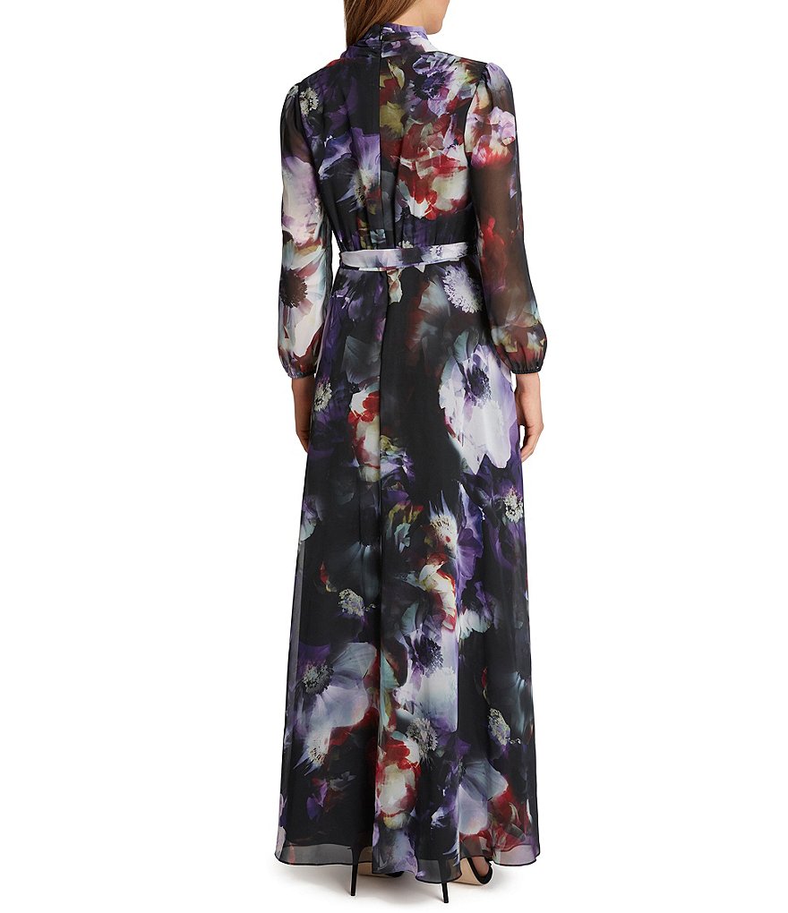 Alex Evenings Illusion Sleeve Embroidered V-Neck A-Line Midi Dress