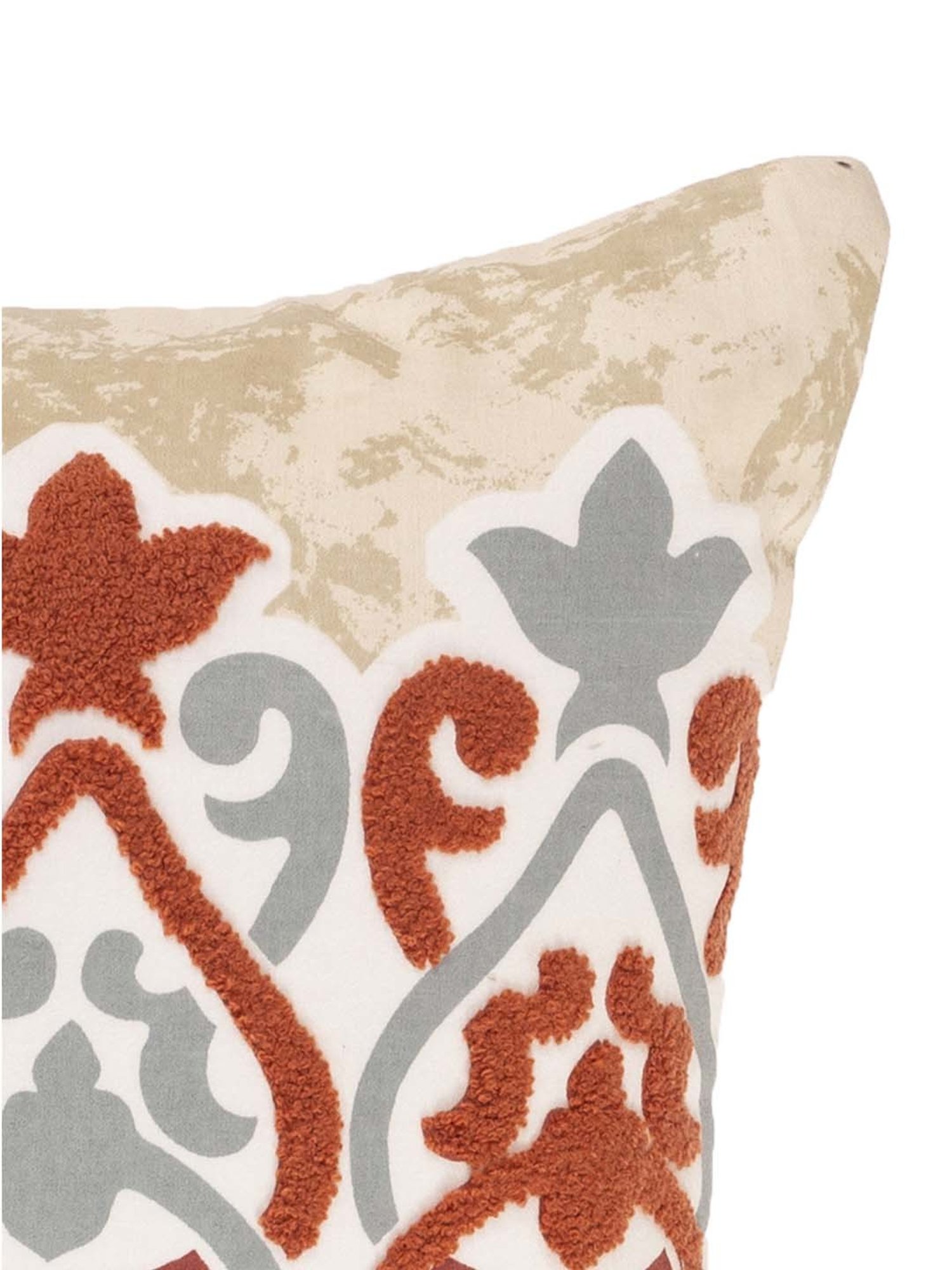 Maspar Hues Nouveau Tradition Kaleen Global Fiery Red & Beige Cotton Cushion Cover