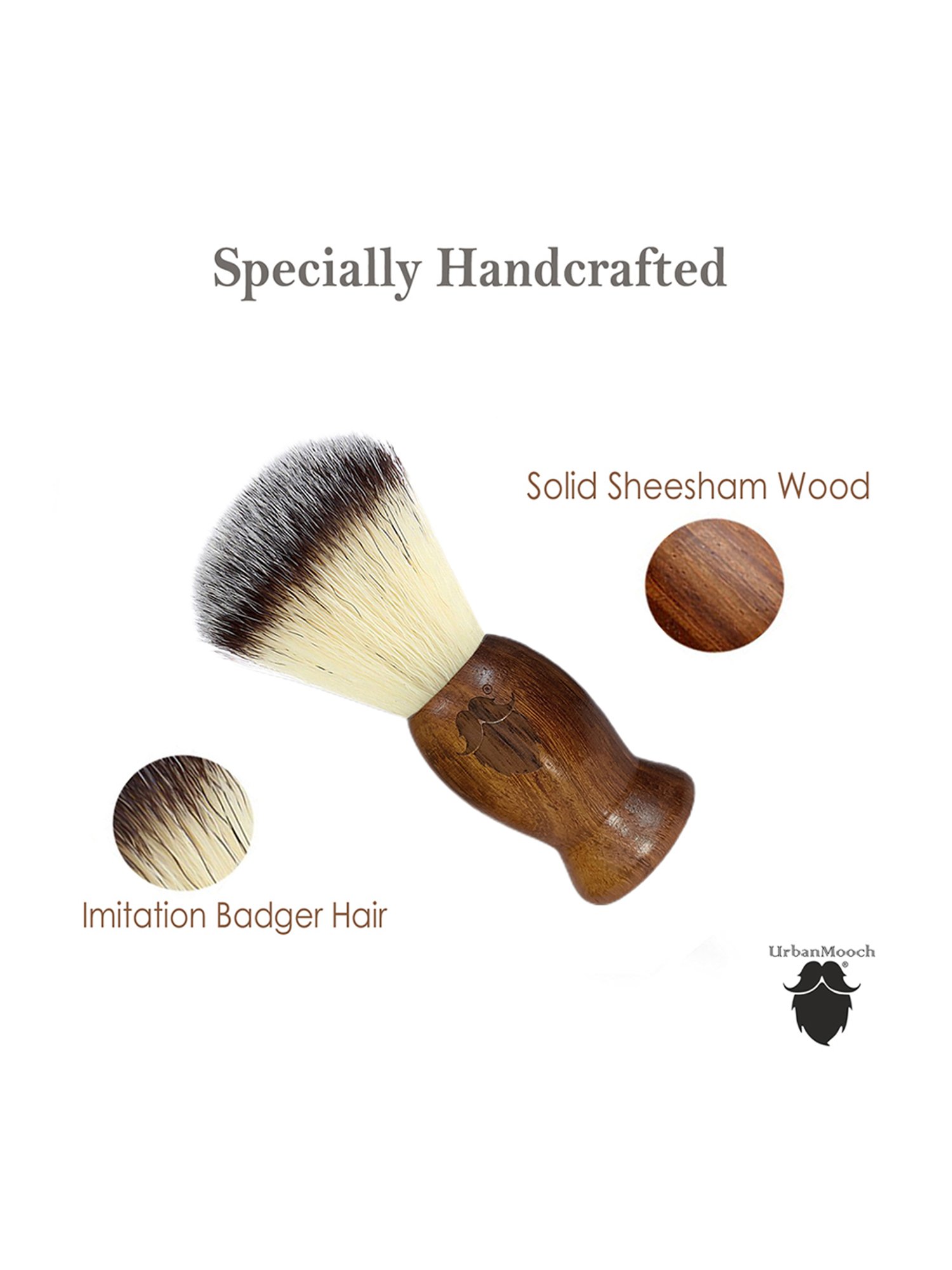 UrbanMooch Brown Imitation Badger Wooden Shaving Brush & Soothing Shaving Cream for Men