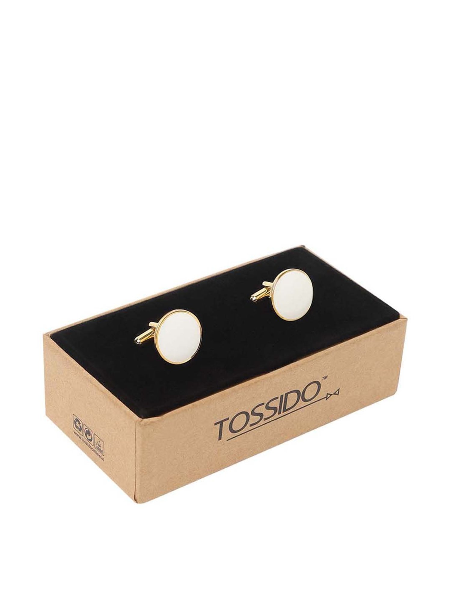 Tossido White Solid Cufflinks