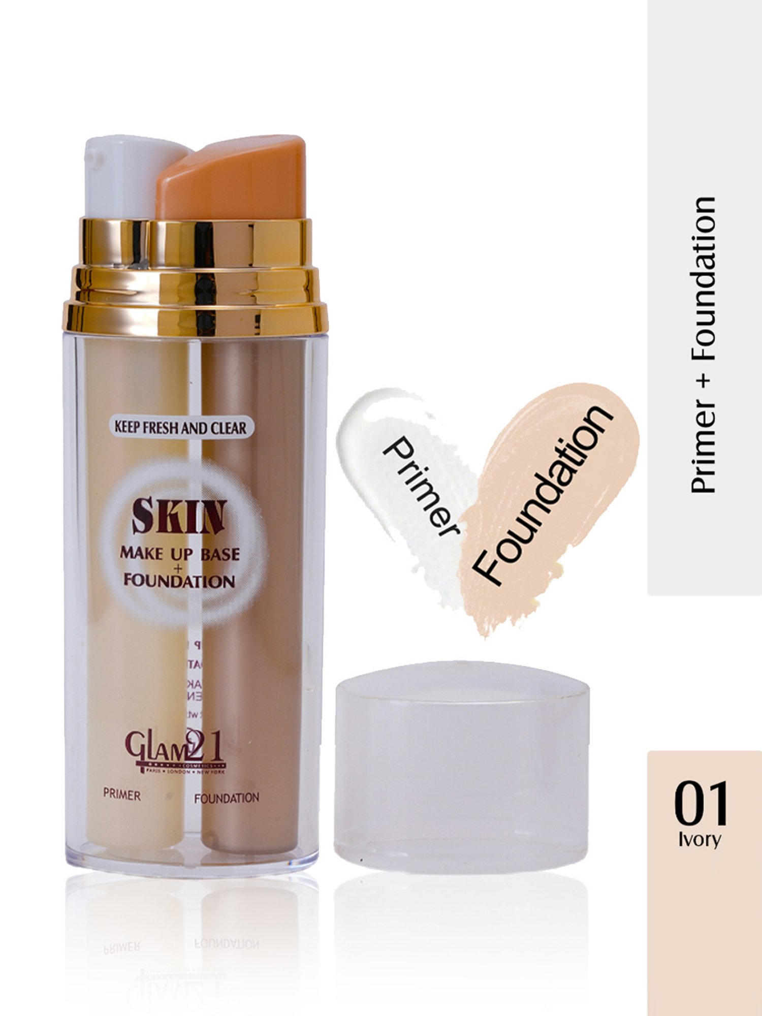 Glam21 Skin Make Up Base + Foundation 01 Ivory - 60 gm