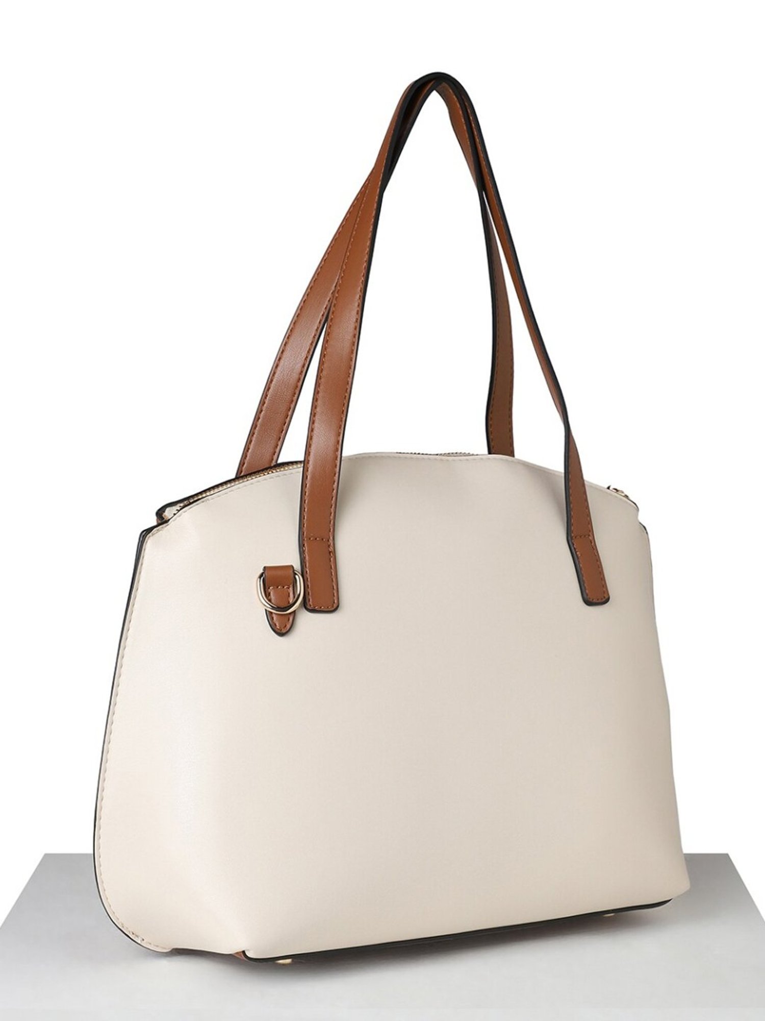 Allen Solly Green & Brown Color Block Medium Shoulder Handbag