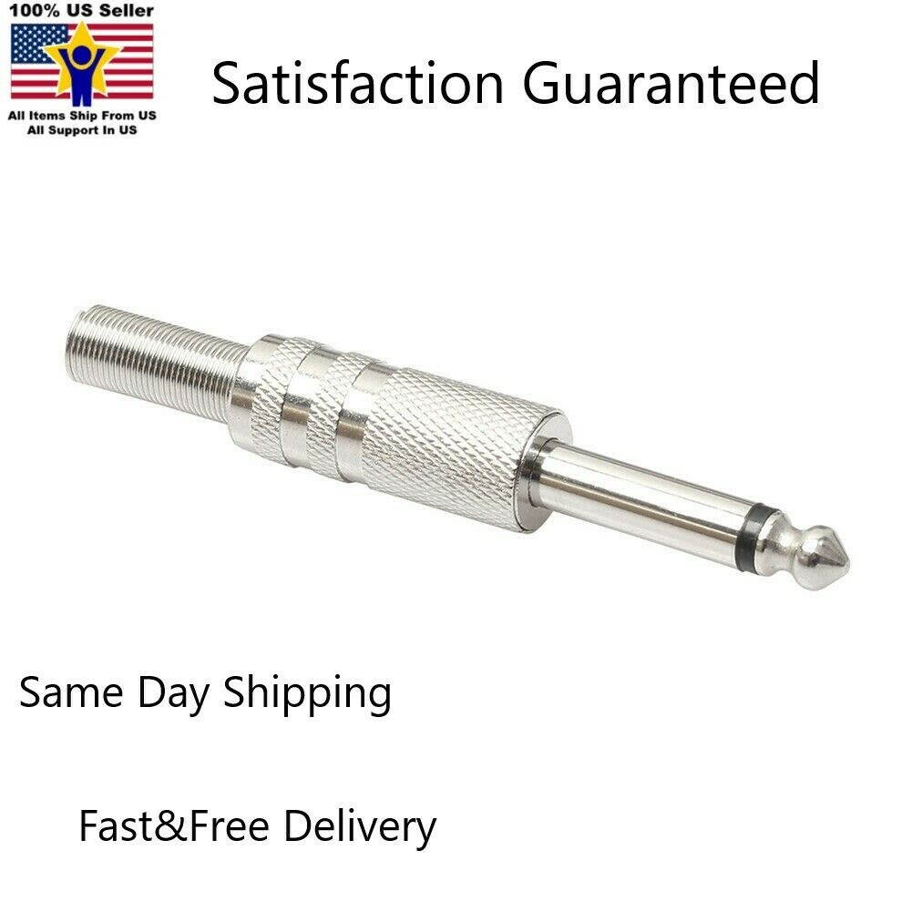 2 Pack 1/4" 6.35 mm Male Mono Monaural Audio Cable Connector Plug