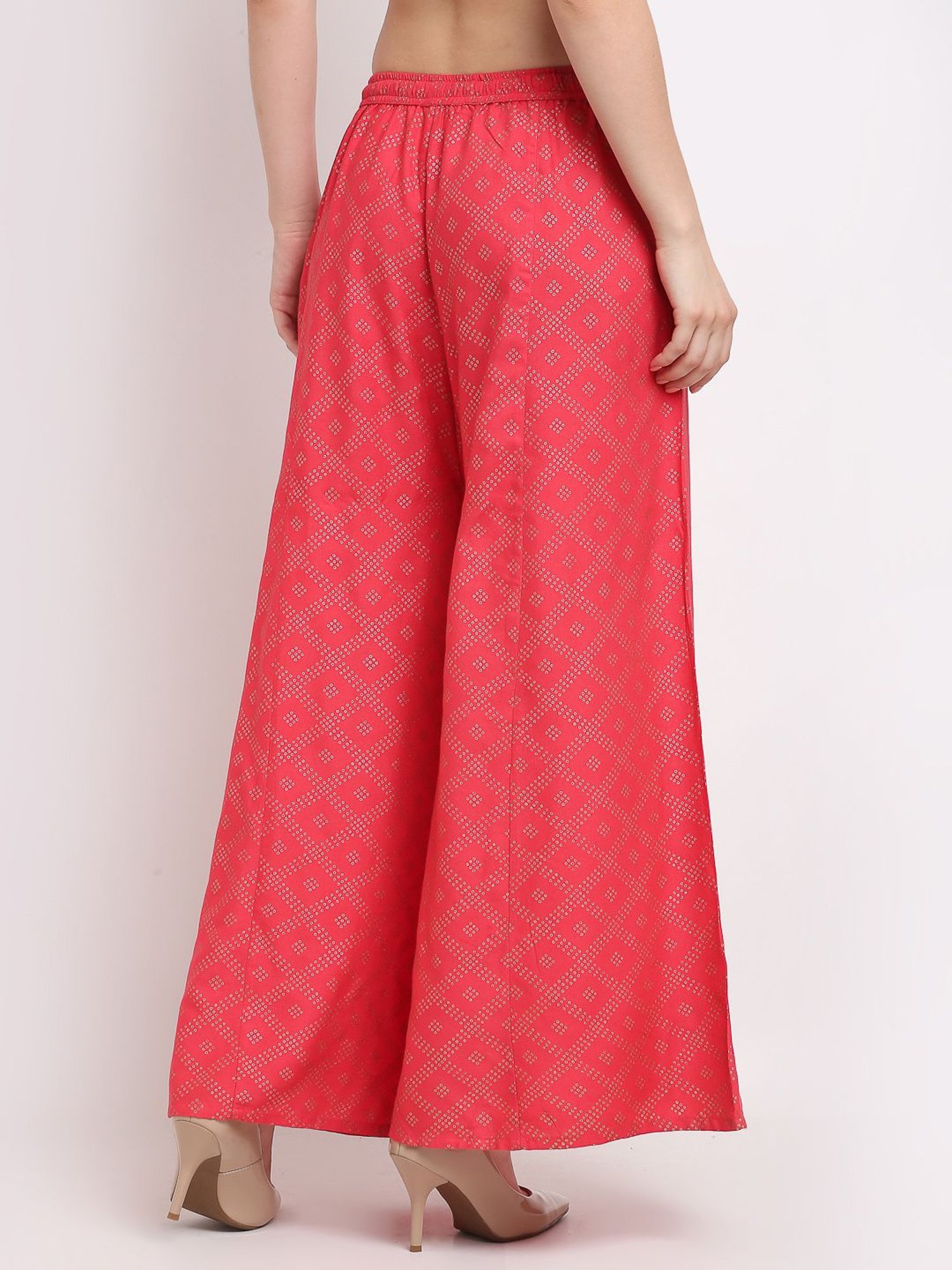 Gracit Grey & Pink Flared Fit Palazzos - Pack Of 2