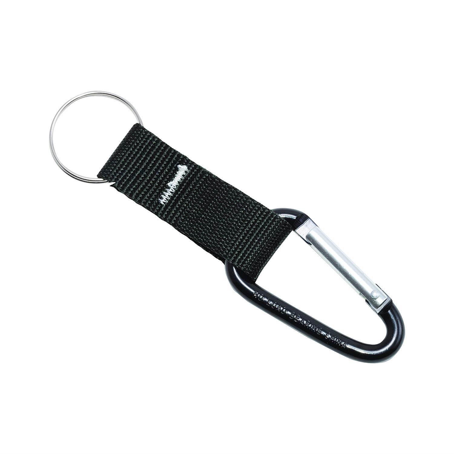 Advantus Carabiner Key Chain with Polyester Strap and Split Key Ring, Black, 10 Key Chains/Pack (75556)