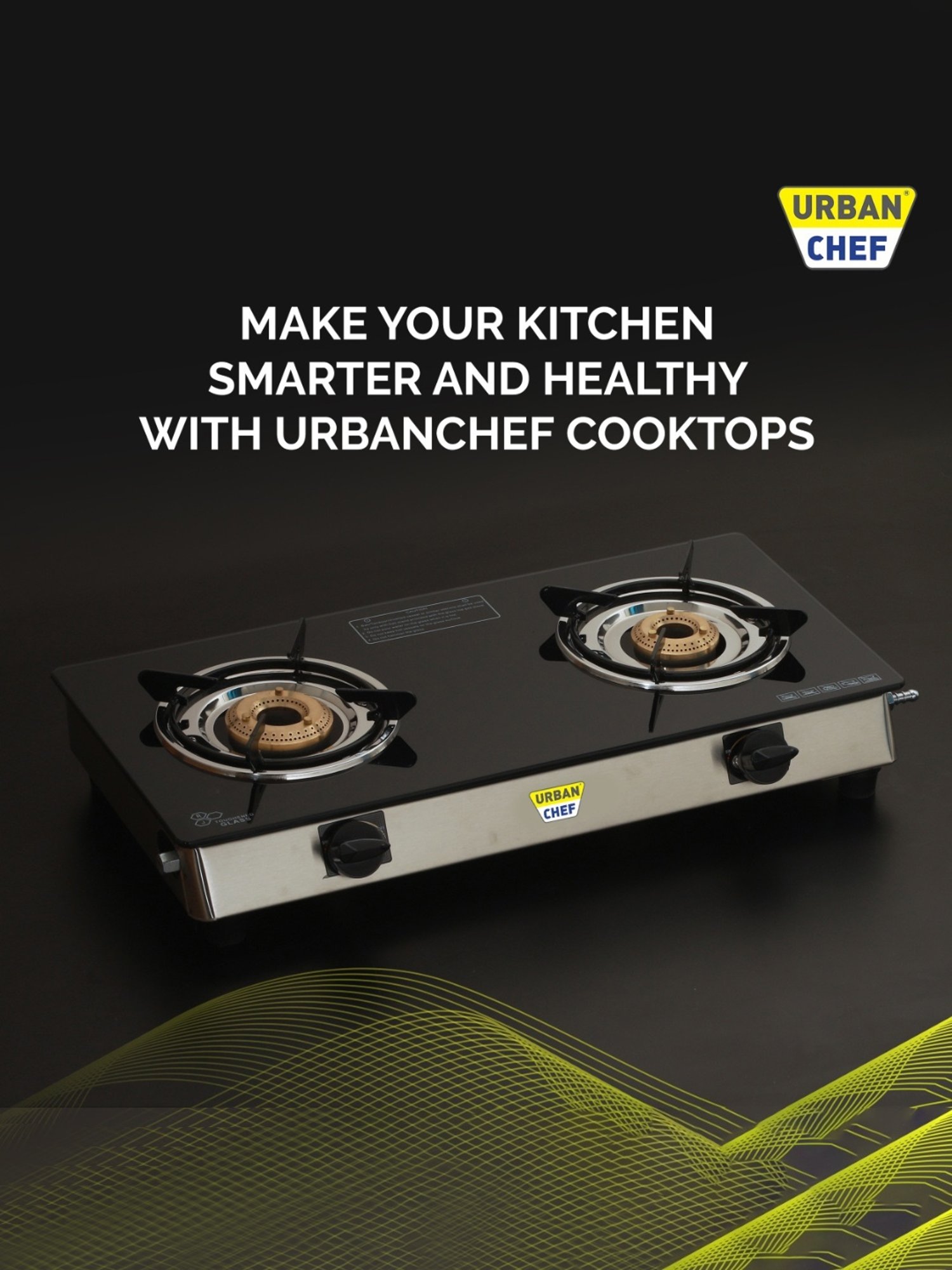 Urban Chef Gas Stove with 2 Burners ( Black )