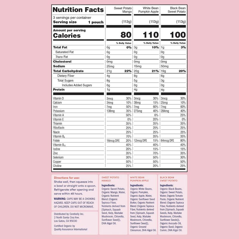 Cerebelly Clean Label Project Purity Award Winning, 11+ Months Organic Baby Food Variety pk