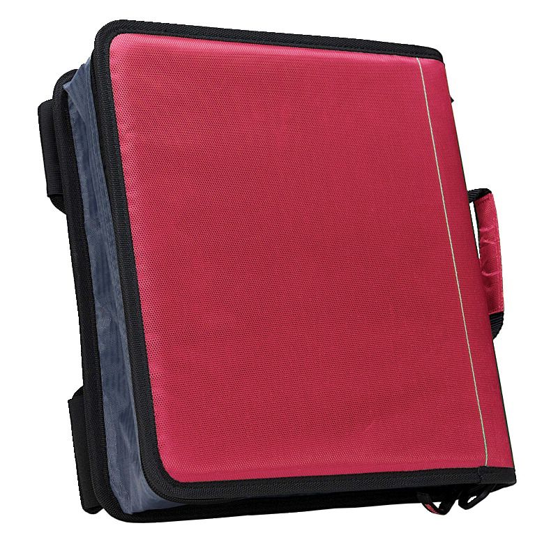 Case-it The X-Hugger Zipper Binder with Tab File, 2 Inch O-Ring, Red