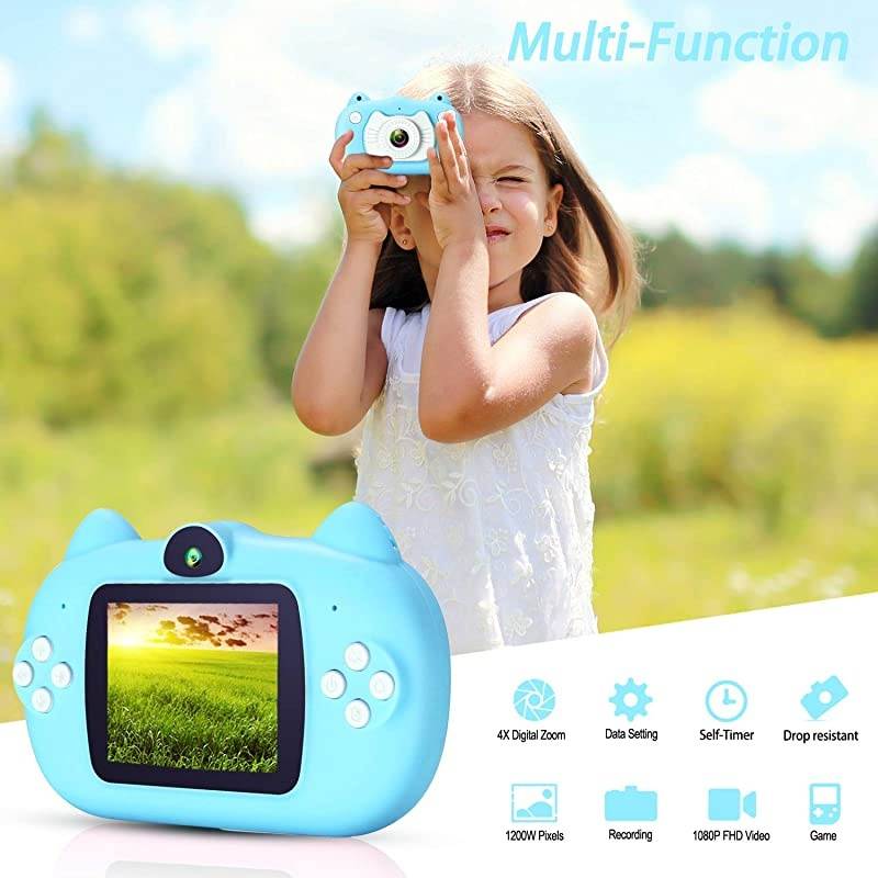 Kids Digital Camera for Boys Girls Gift, Dual Lens 1080P 12MP FHD Child Toy Camera Camcorder with Zoom Function &16GB SD Card for Age 3-10