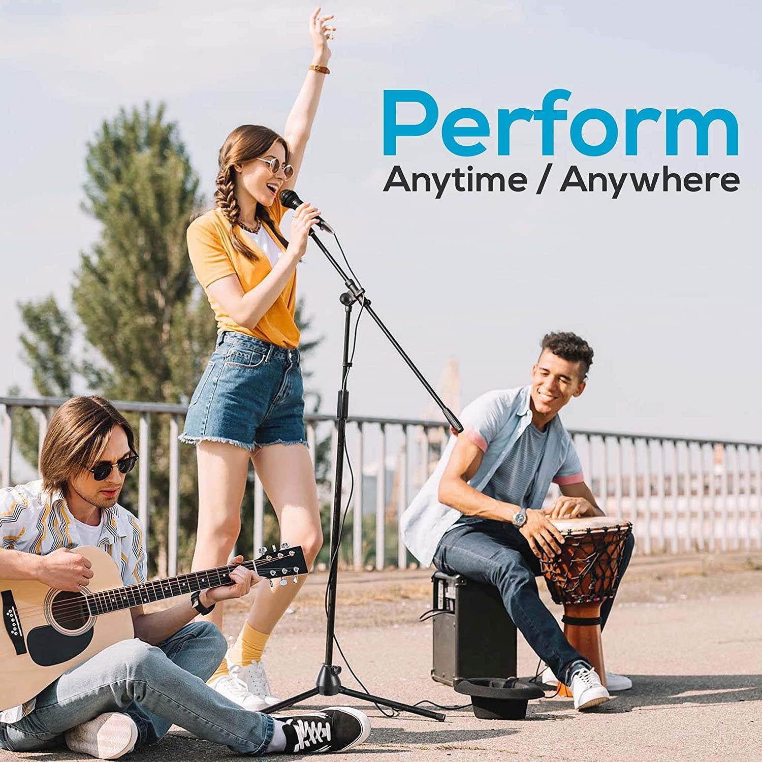 Dynamic Microphone and Tripod Stand Arm Mic Length 7.48'' Inch w/Acoustic Pop Filter - Includes 15' ft XLR Cable, Black (PMKSM20)