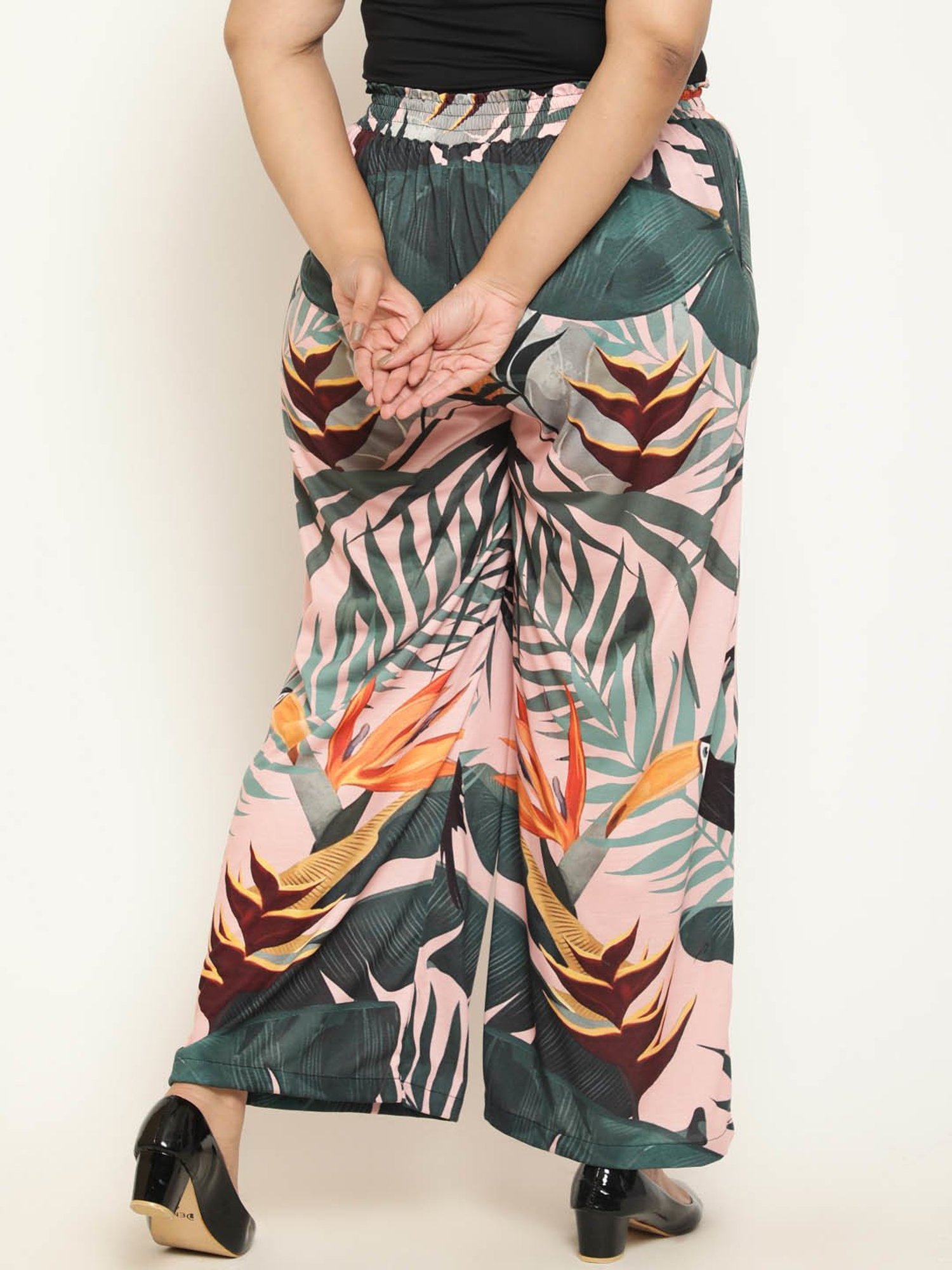 Amydus Pink Printed Regular Fit High Rise Pants