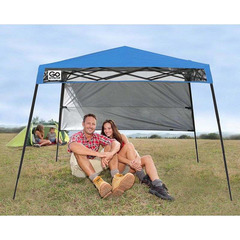 Quik Shade Go Hybrid 6 x 6 Foot Compact Slant Leg Outdoor Pop Up Canopy, Blue