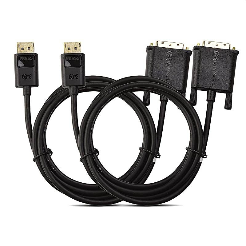 2Pack DisplayPort to DVI DP to DVI 6 Feet