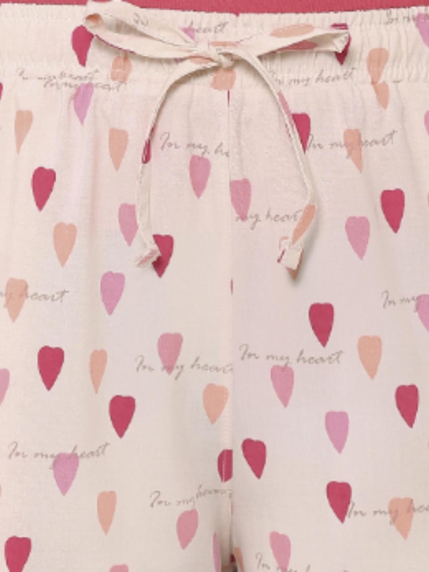 Soie Peach Heart Print Night Shorts