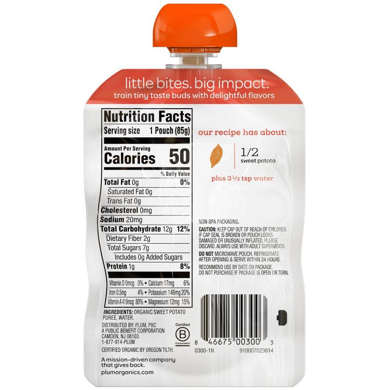 Plum Organics Just Sweet Potato Baby Food Pouch - 3oz
