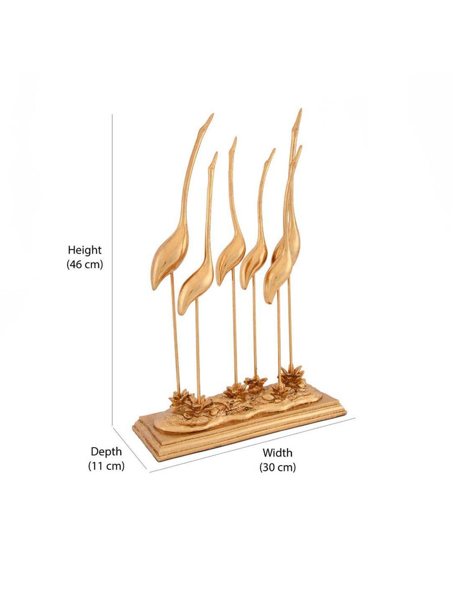 @home Gold Resin Six Cranes Decorative Showpiece