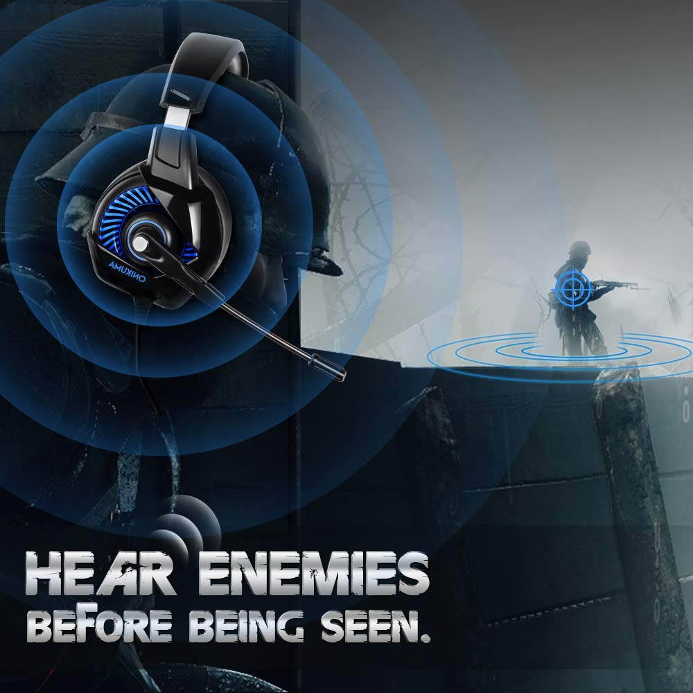 ONIKUMA Gaming Headset - 3.5mm Headset for PS4, Xbox One (Adapter Needed), Nintendo Switch (Audio), PC, etc. Over-Ear PC Gaming Headset with Stereo Surround Sound, Noise-Canceling Microphone