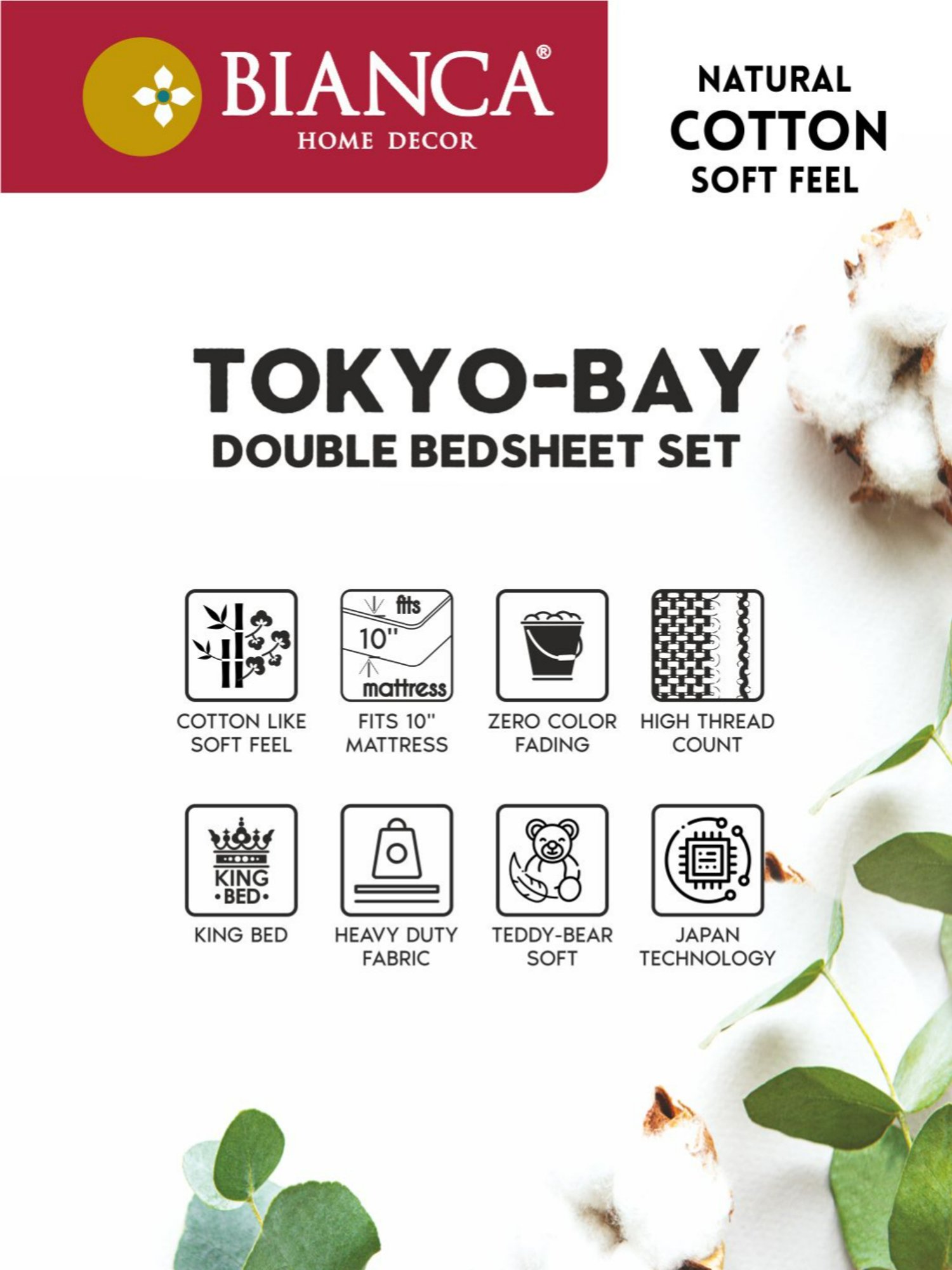 Bianca Bamboo Micro Floral Multicolor 192 TC Microfibre King Bedsheet with 2 Pillow Covers