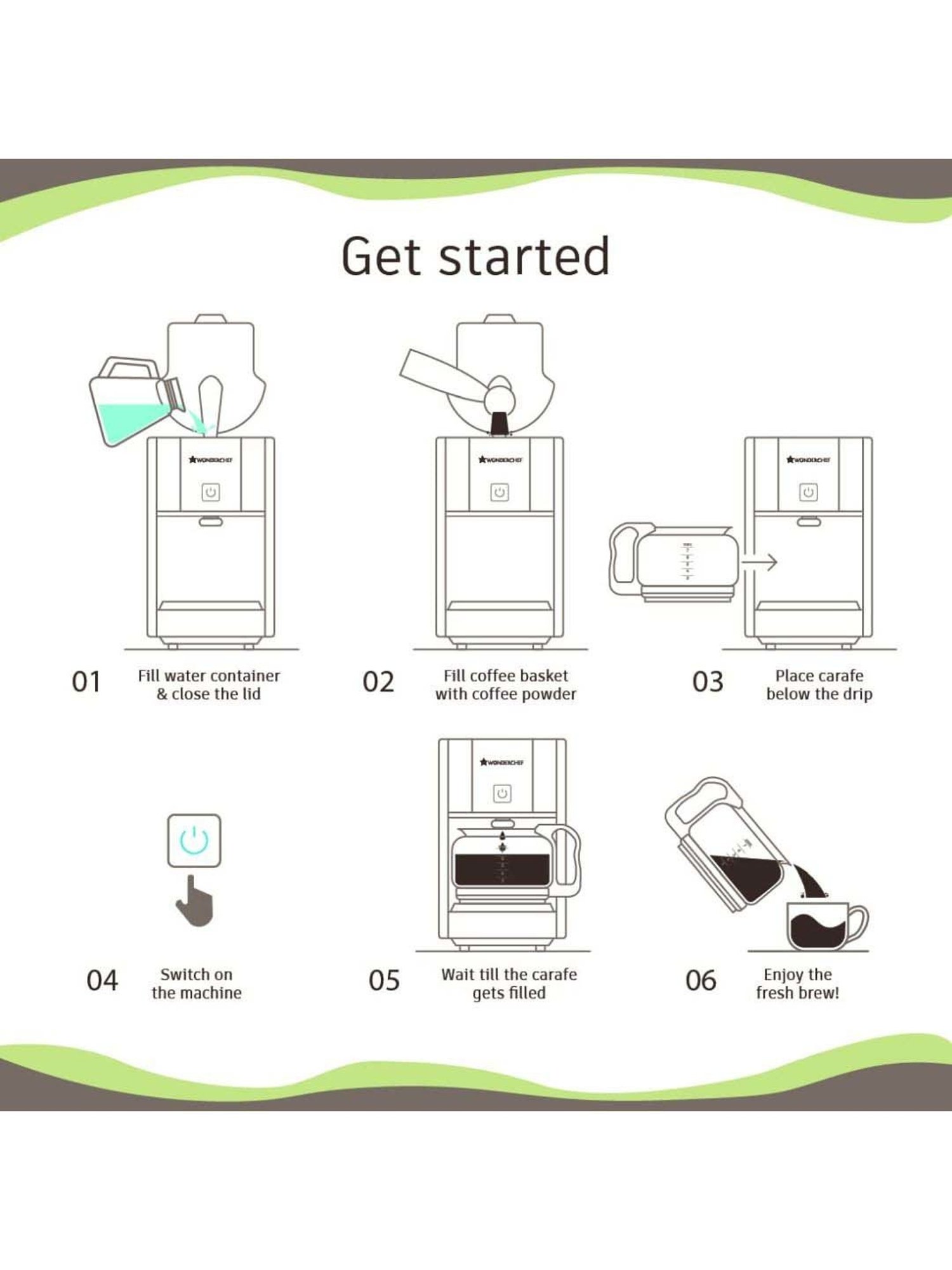 Wonderchef Regalia Brew Coffee Maker with 3-in-1 Filter Coffee, Espresso, Cappuccino (550W, Black)