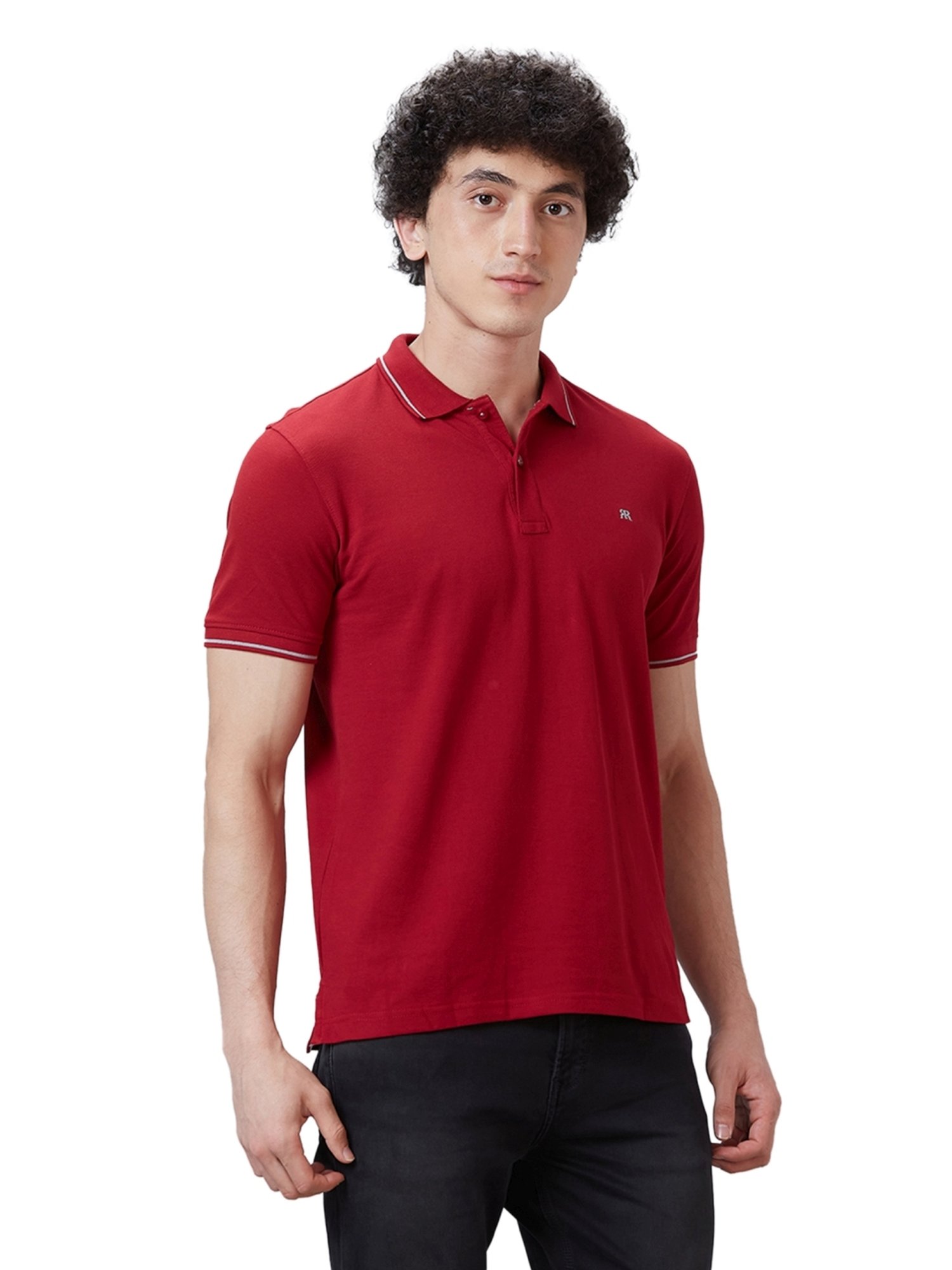 Raymond Maroon Cotton Contemporary Fit Polo T-Shirt