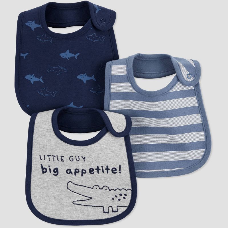 Baby Boys' 3pk Alligator Bib - Just One You® made by carter's Blue/Gray One Size