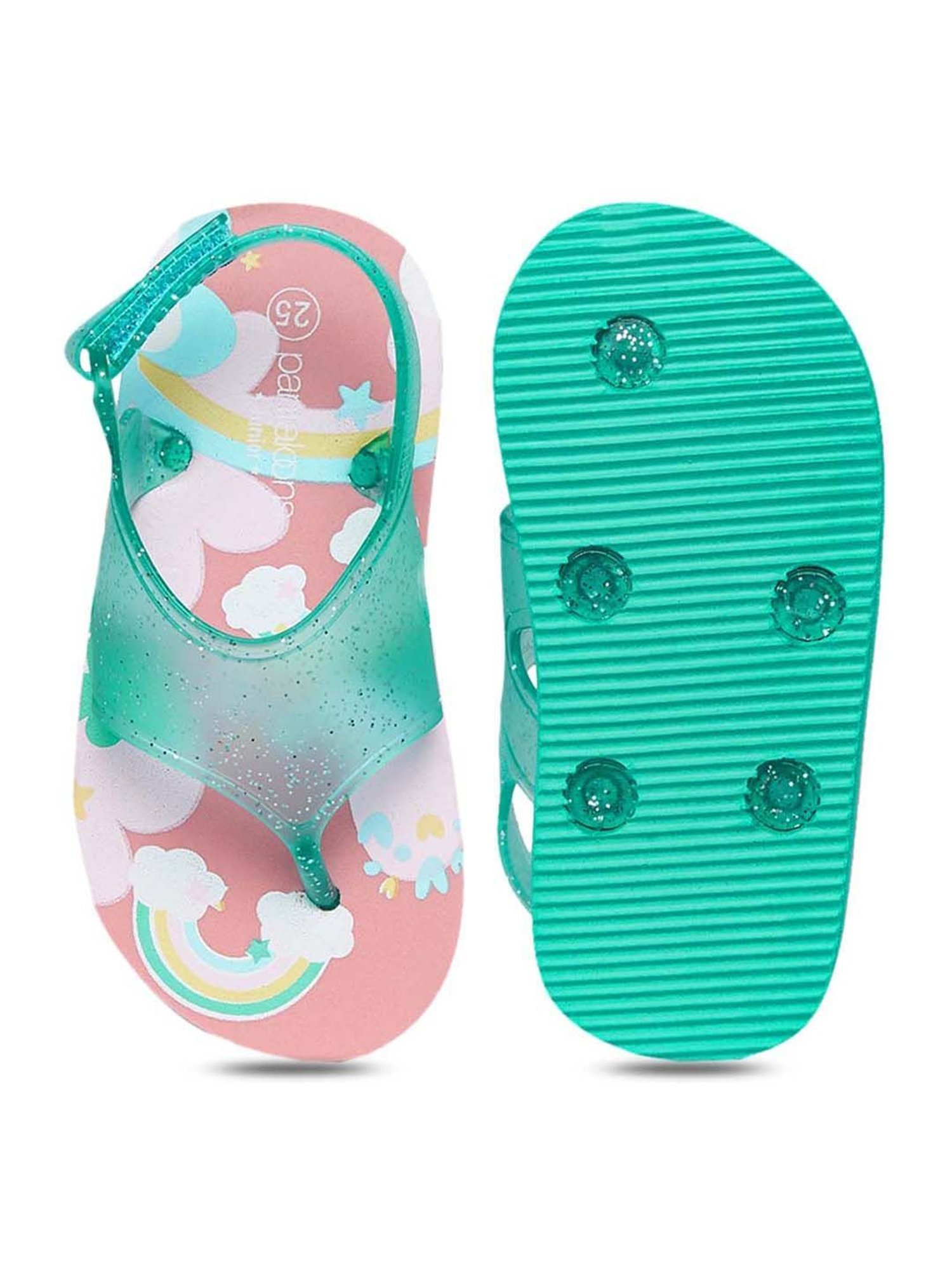 Pantaloons Junior Green & Pink Flip Flops