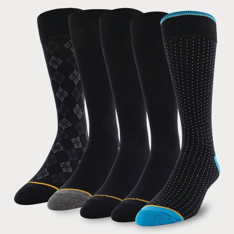 Signature Gold by GOLDTOE Men's Dot Crew Socks 5pk - Black 6-12.5