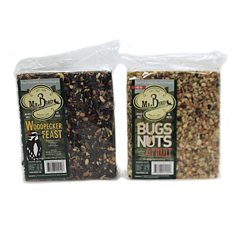 Home & Garden 7.25" Set/2 Large Cake Combo Woodpecker Bug Nut Fruit Mr Bird  -  Bird And Wildlife Food