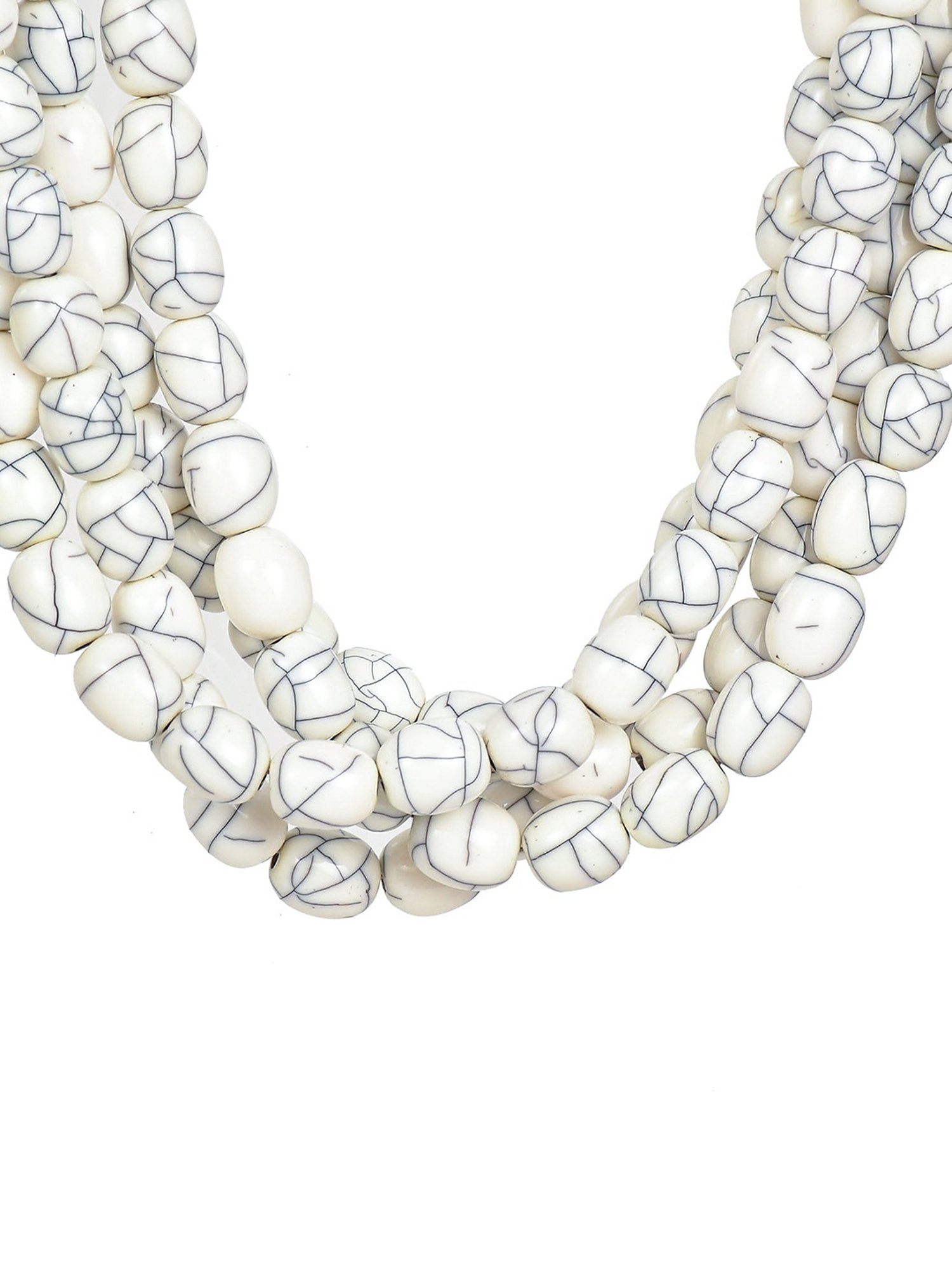 Imli Street White Resin Beaded Handcrafted Tribal Necklace