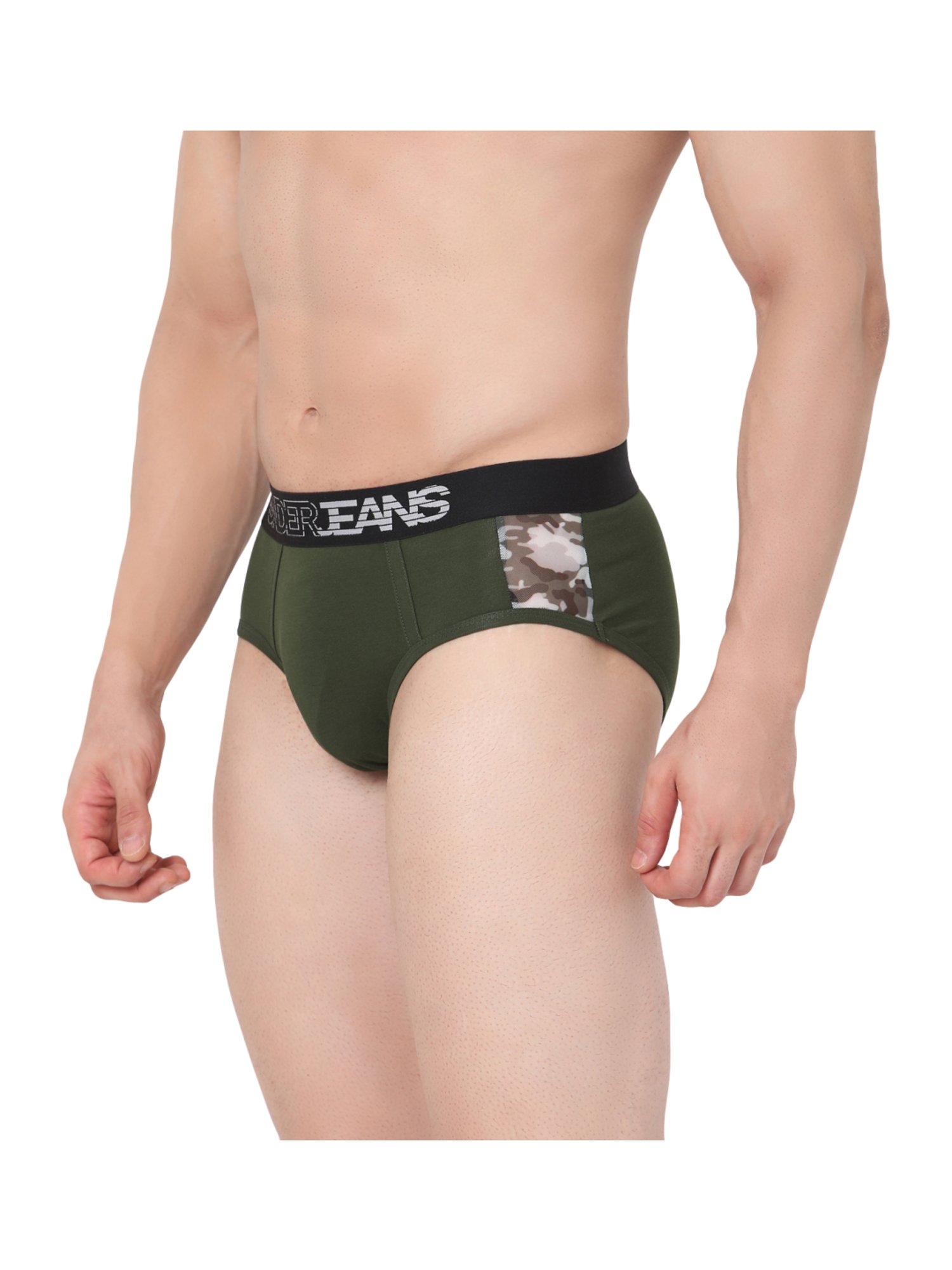 UnderJeans by Spykar Olive Green Cotton Briefs