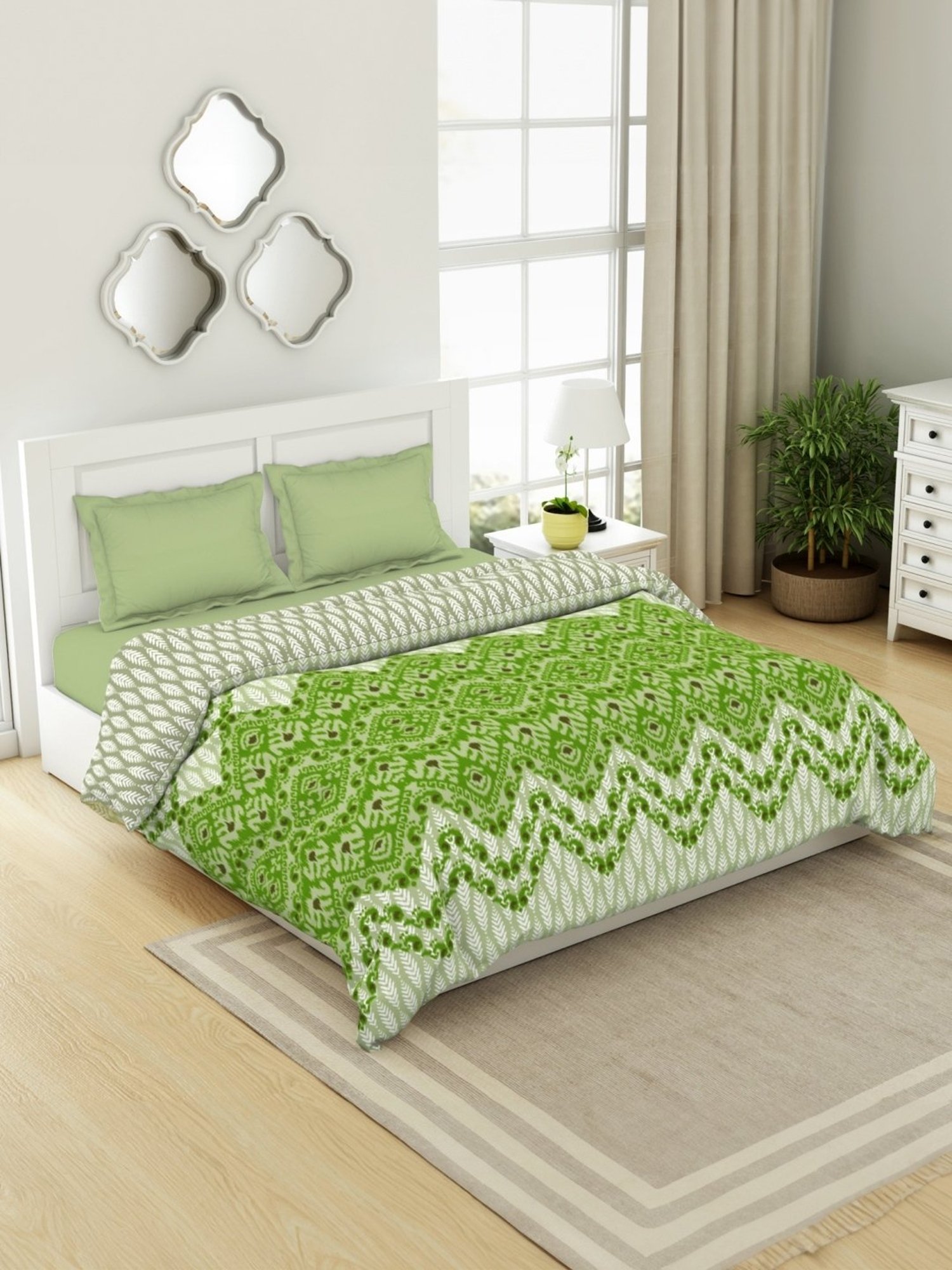 Spaces Ikkat Titanite Cotton 144 TC Double Bed Quilt