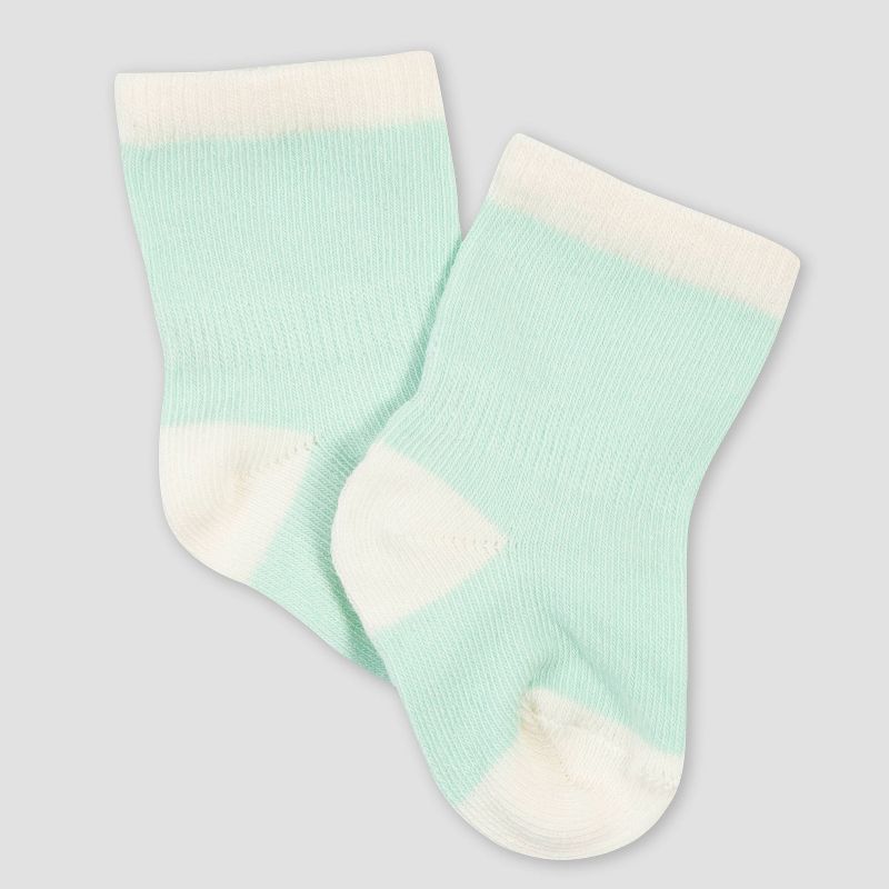 Gerber Baby Girls' 6pk Rainbow Jersey Wiggle Proof Socks - Green 0-6M