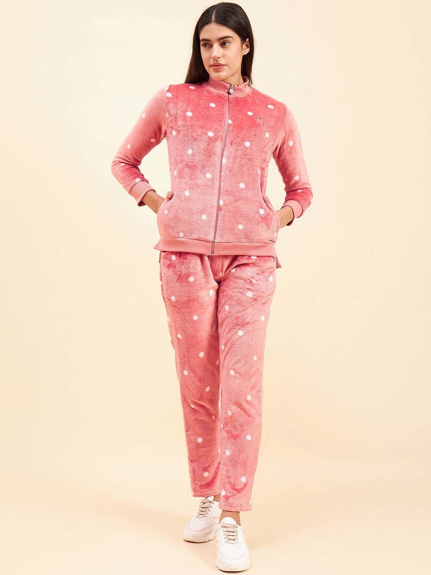 Sweet Dreams Pink Printed Sports Jacket Pants Set