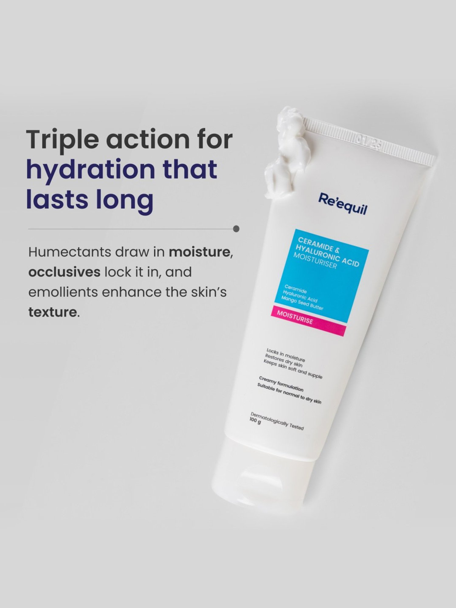 Re'equil Ceramide & Hyaluronic Acid Moisturiser - 100 gm