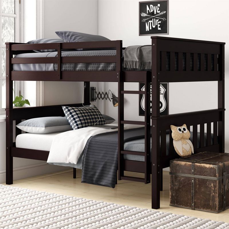 Full over Full Dolan Bunk Bed with USB Port Espresso - Dorel Living