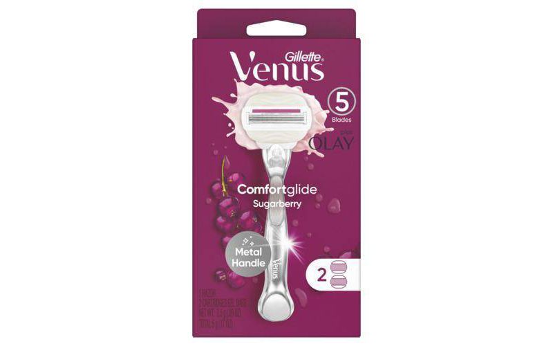 Venus ComfortGlide with Olay Women's Razor + 2 Razor Blade Refills Sugarberry