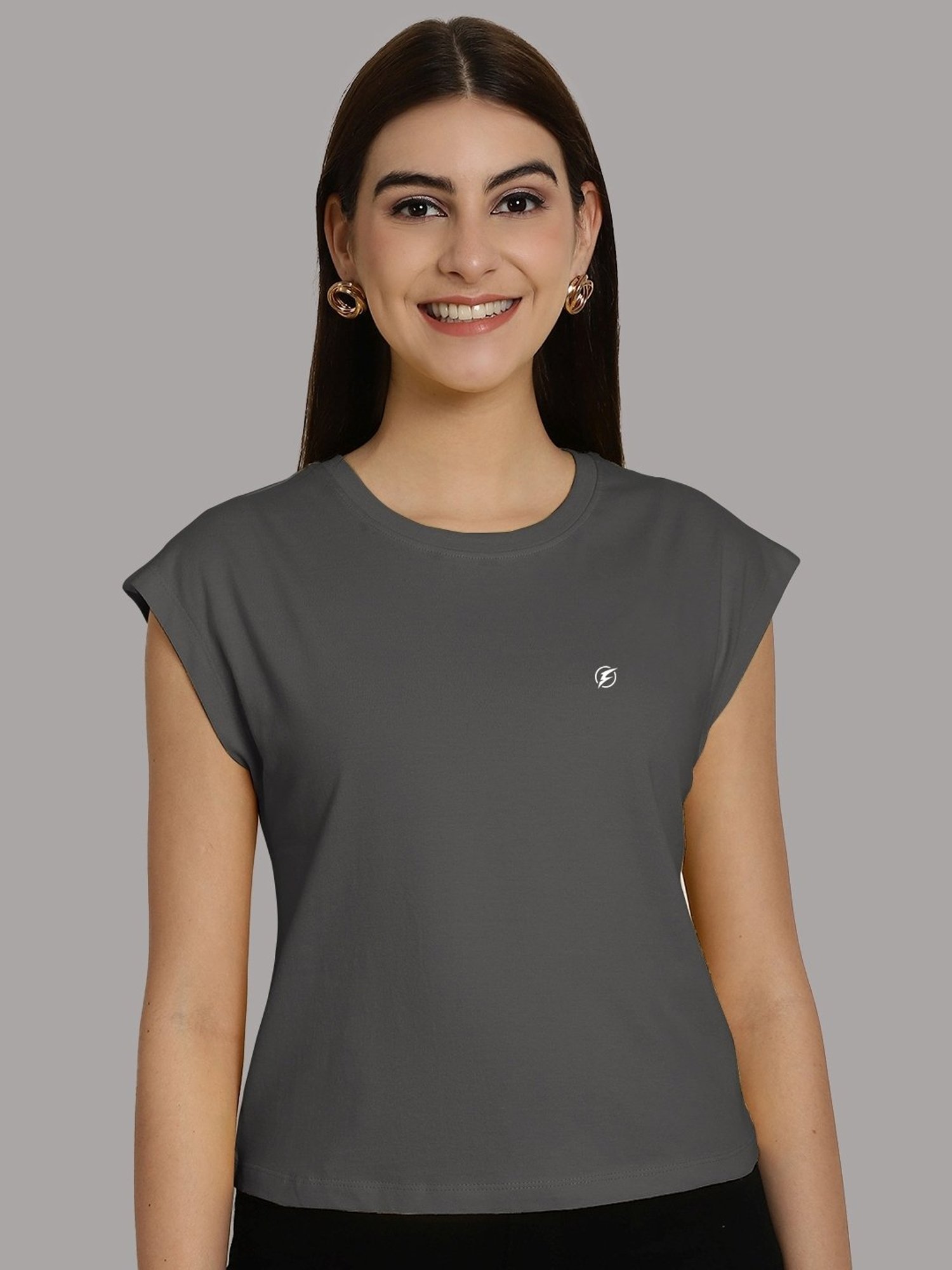 Friskers Grey Slim Fit Sports T-Shirts - Pack Of 2