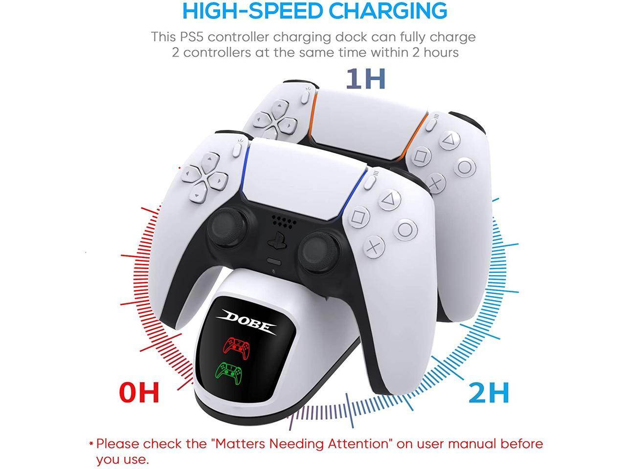 PS5 Charging Station, PS5 Controller Charger Station for Dualsense Controller, Upgrade PS5 Controller Charger, Dual Playstation 5 Charging Station - White