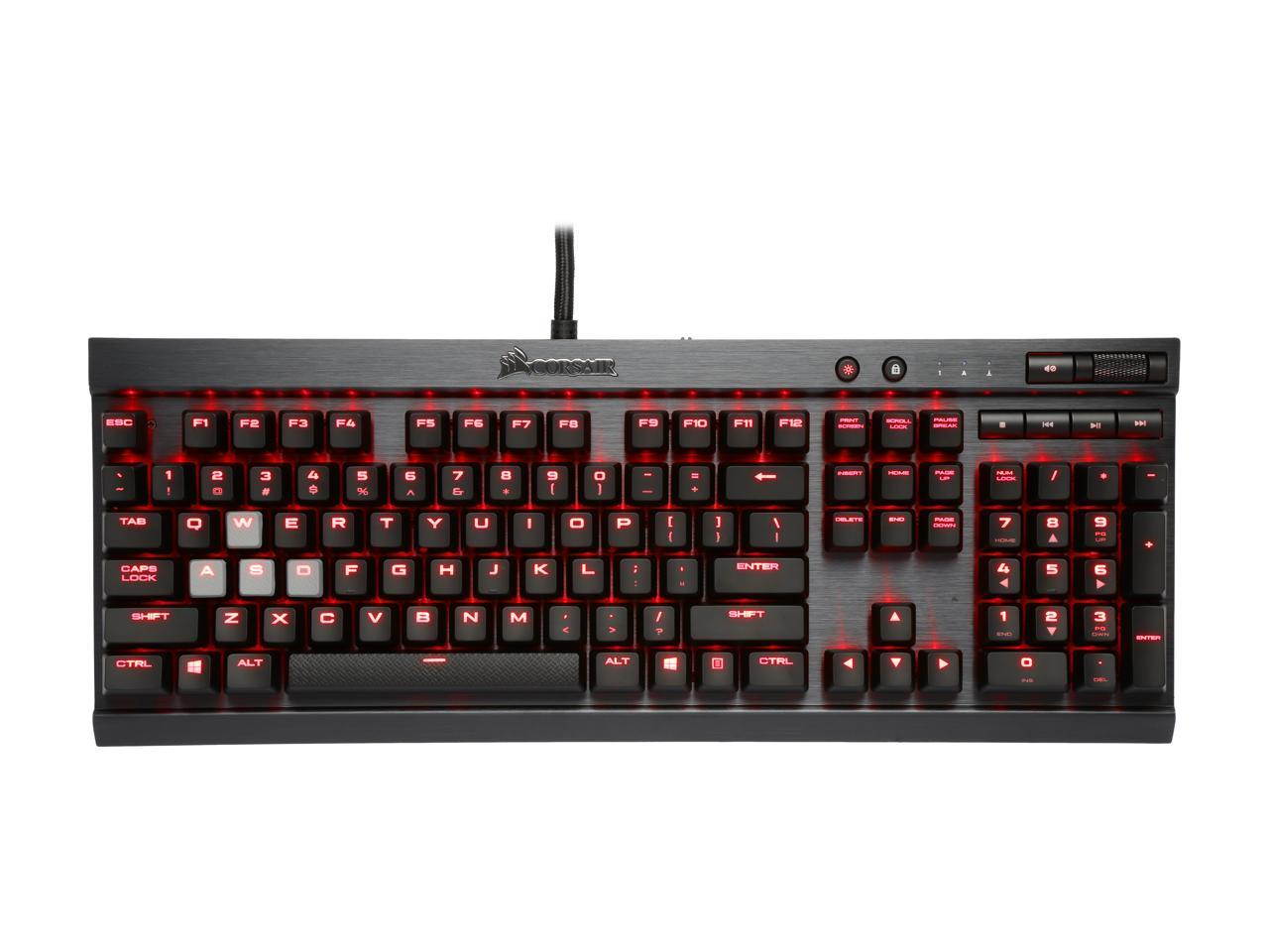 Corsair Gaming K70 LUX Mechanical Keyboard Backlit Red LED Cherry MX Blue (CH-9101021-NA)