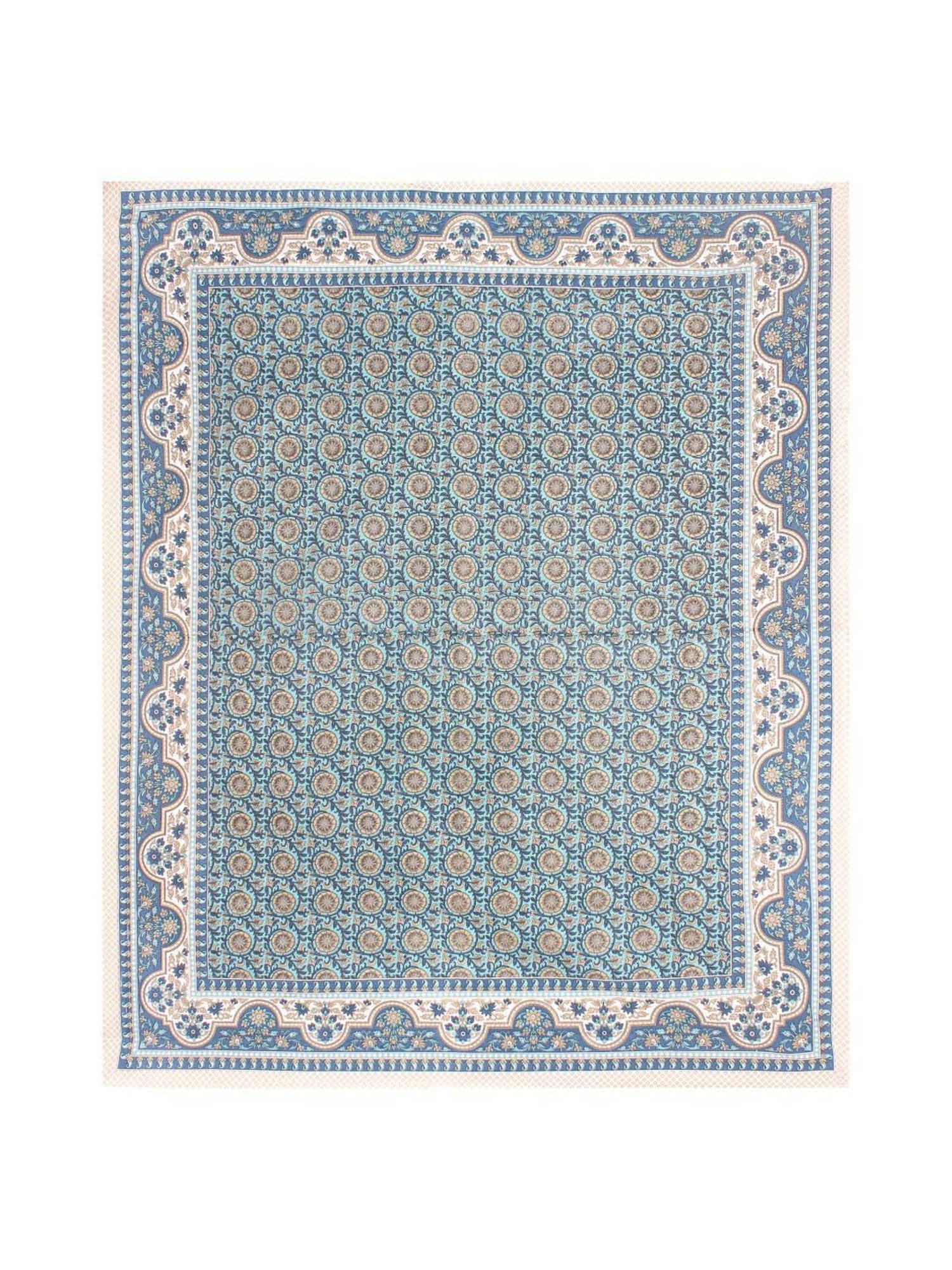 BELLA CASA Ethnic Collection Green Cotton 180 TC King Bedsheet with 2 Pillow Covers