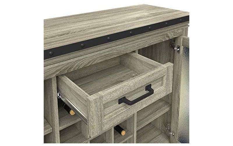 Twin Star Home Downtown Loft Bar Cabinet in Gray