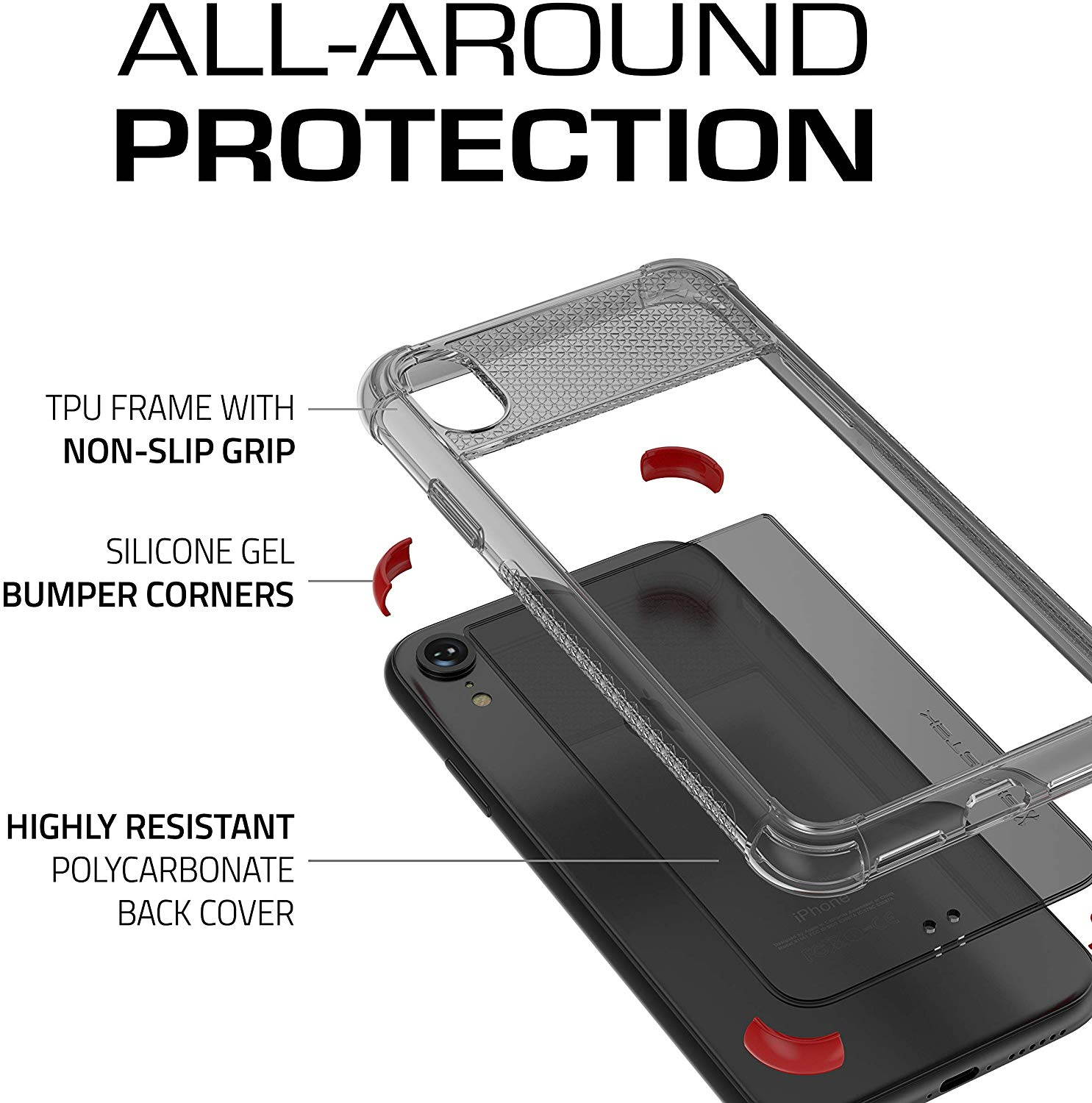 Moshi Vitros Clear Case for iPhone 11 - For Apple iPhone 11 Smartphone - Clear, Raven Black - High Gloss