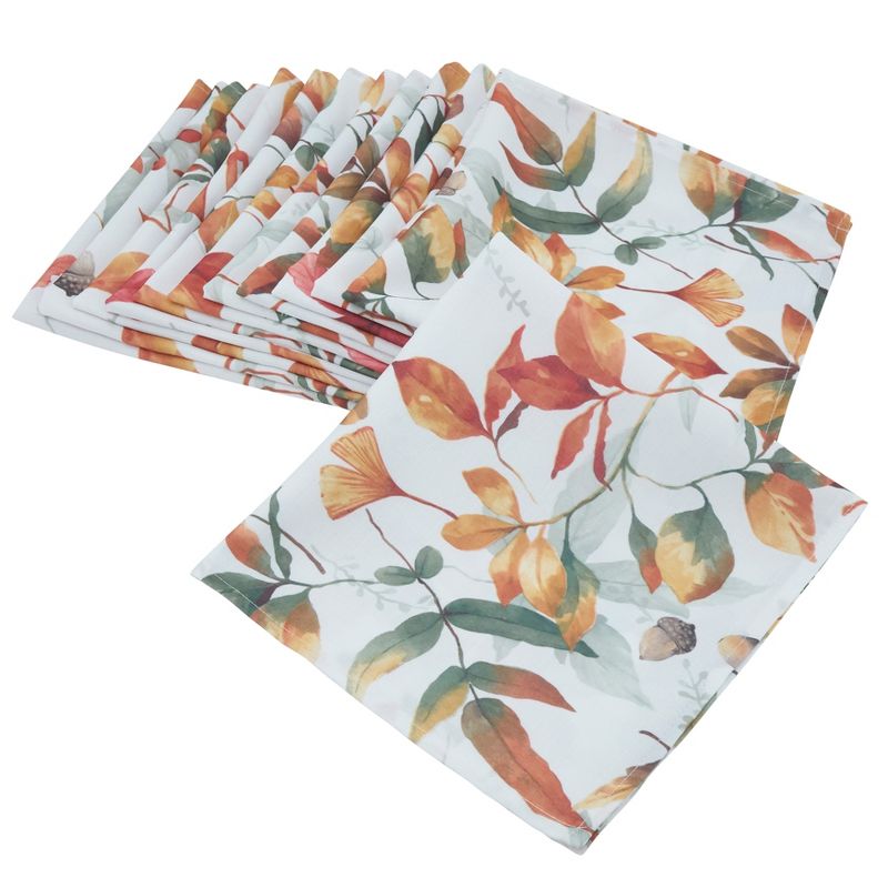 Saro Lifestyle Patterned Table Napkins With Soft Toned Fall Leaves (Set of 4)