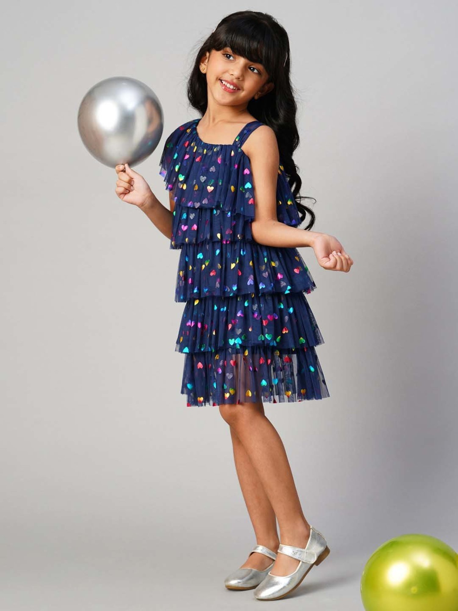 Lil Drama Kids Navy Printed Dress