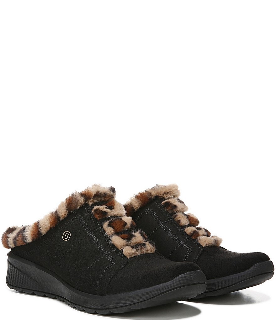 Bzees Golden Cozy Washable Slip-On Leopard Print Faux Fur Mules