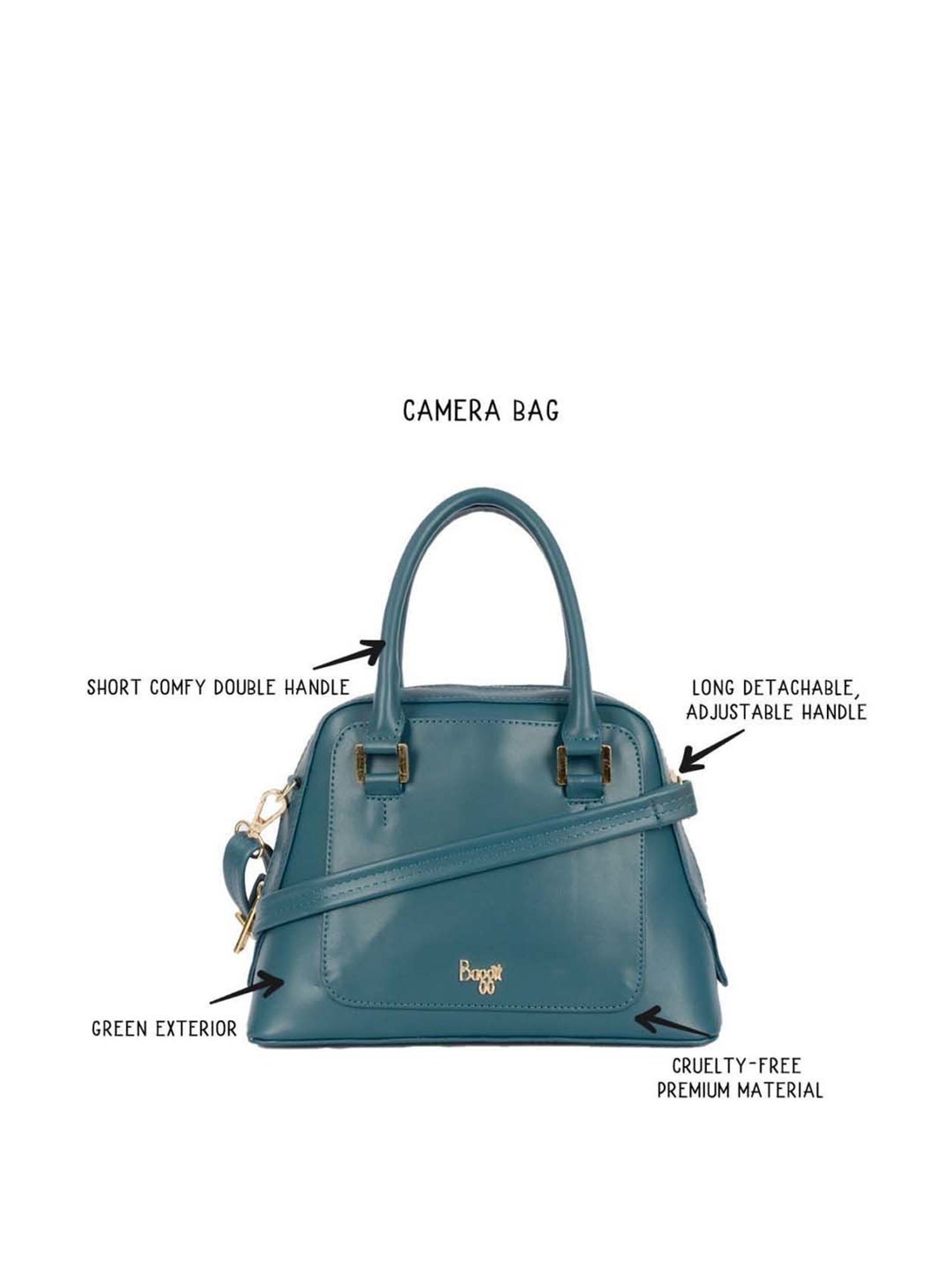 Baggit Blue Solid Medium Bowler Bag