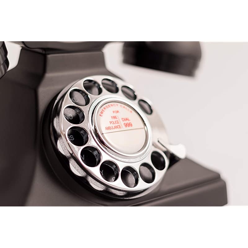 200 Classic Vintage Phone Rotary Dial Cloth Cord Traditional Bell Ring Tone Black