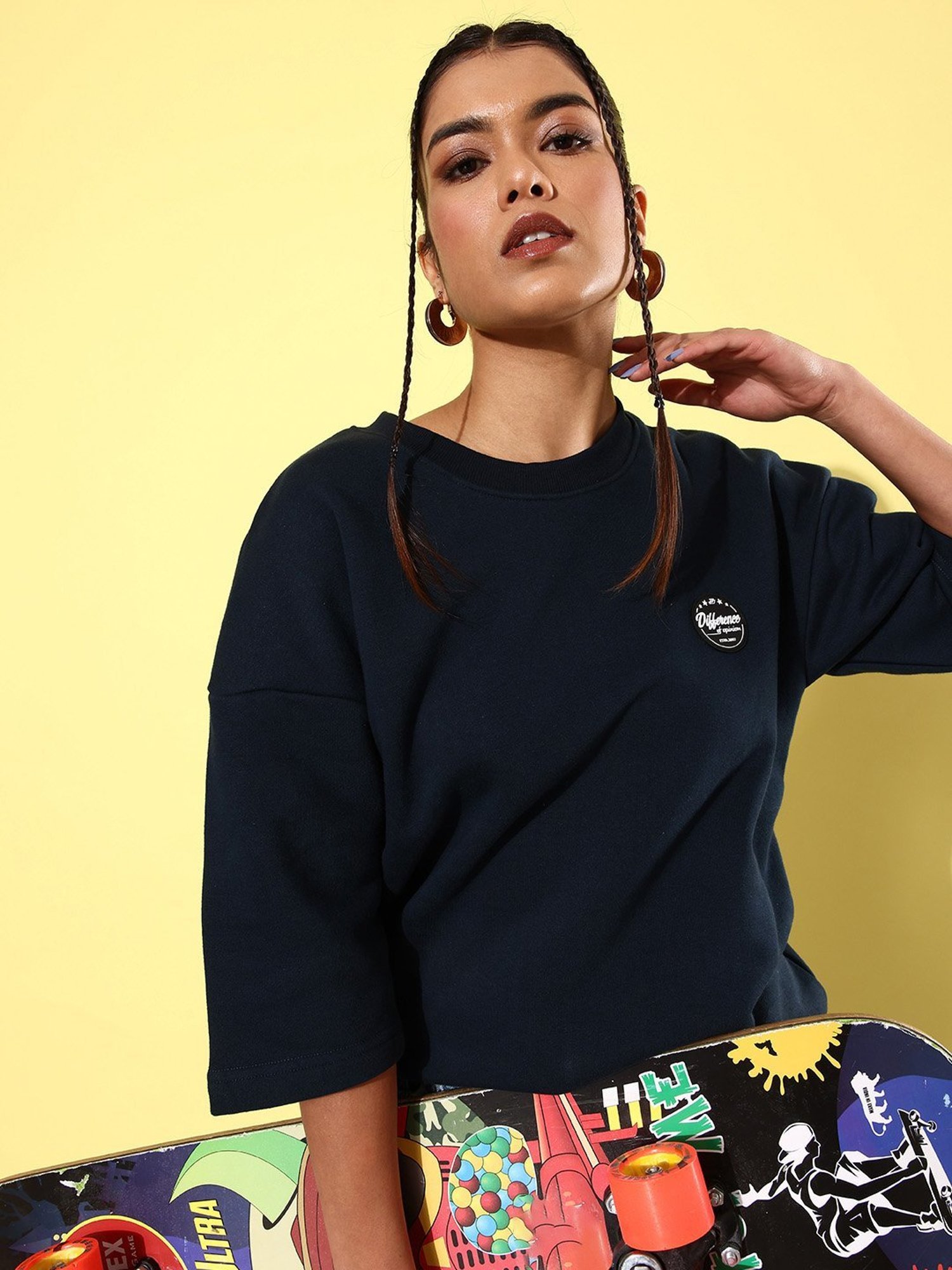 Difference of Opinion Navy Fleece Oversized Sweatshirt