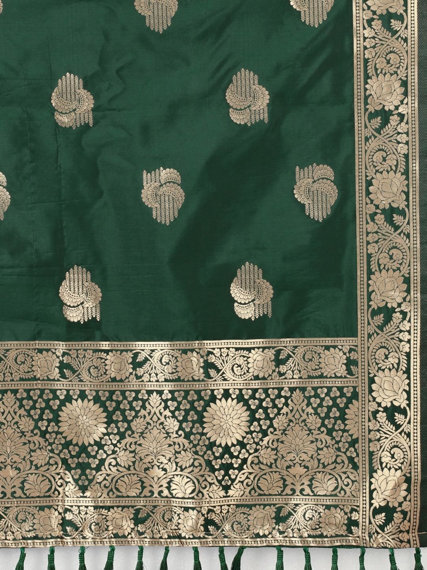 Silk Land Green Woven Pattern Dupatta
