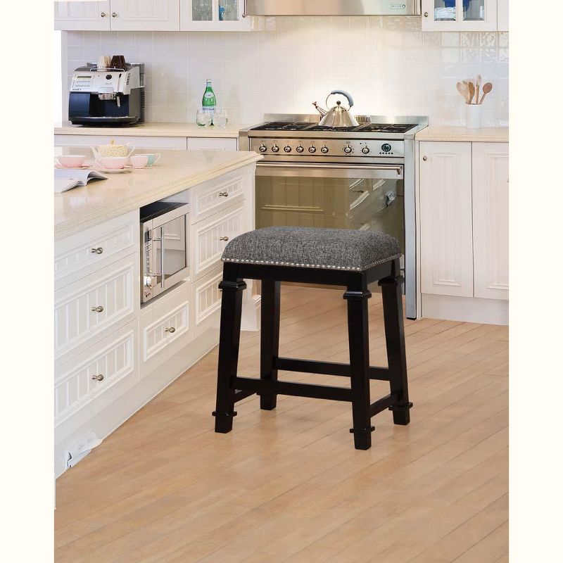 Linon Kyley Black and White Tweed Backless Counter Stool